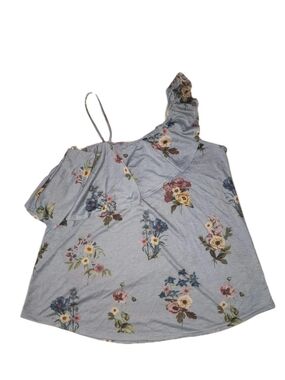 mts Light Blue Floral One-Shoulder Camisole Large